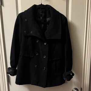 Forever 21 Black Double-Breasted Pea Coat